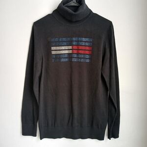 Tommy Hilfiger Turtleneck Sweater Rhinestone Studded Logo Women's Size Medium
